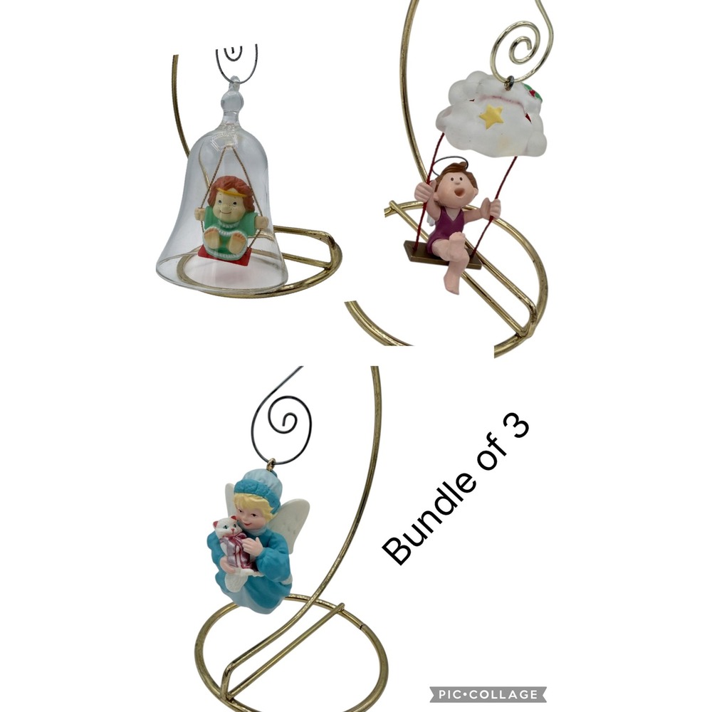 Hallmark Keepsake Ornaments Bundle Vintage 80s 90s Angels Glass Bell